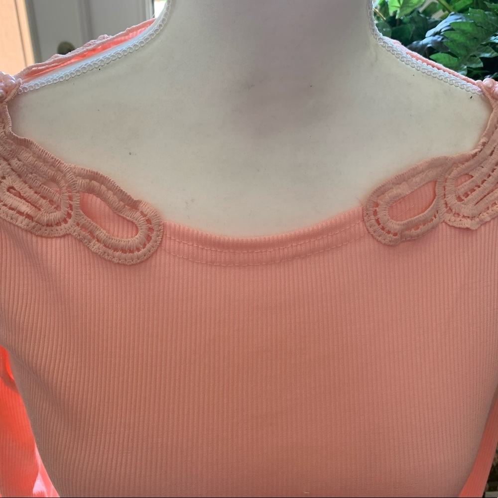 Pink, Long-Sleeve Pearl Beading Ribbed Tee - Picture 6 of 8